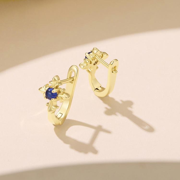 Vintage-style Iris Design S925 Silver Posts With Brass Ear-back Clasps, YIE434