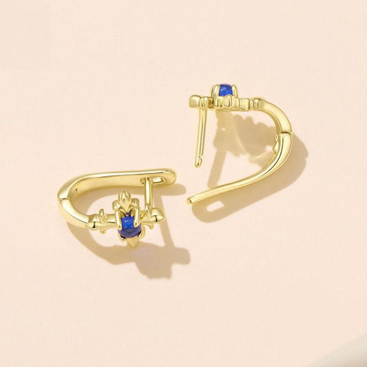 Vintage-style Iris Design S925 Silver Posts With Brass Ear-back Clasps, YIE434