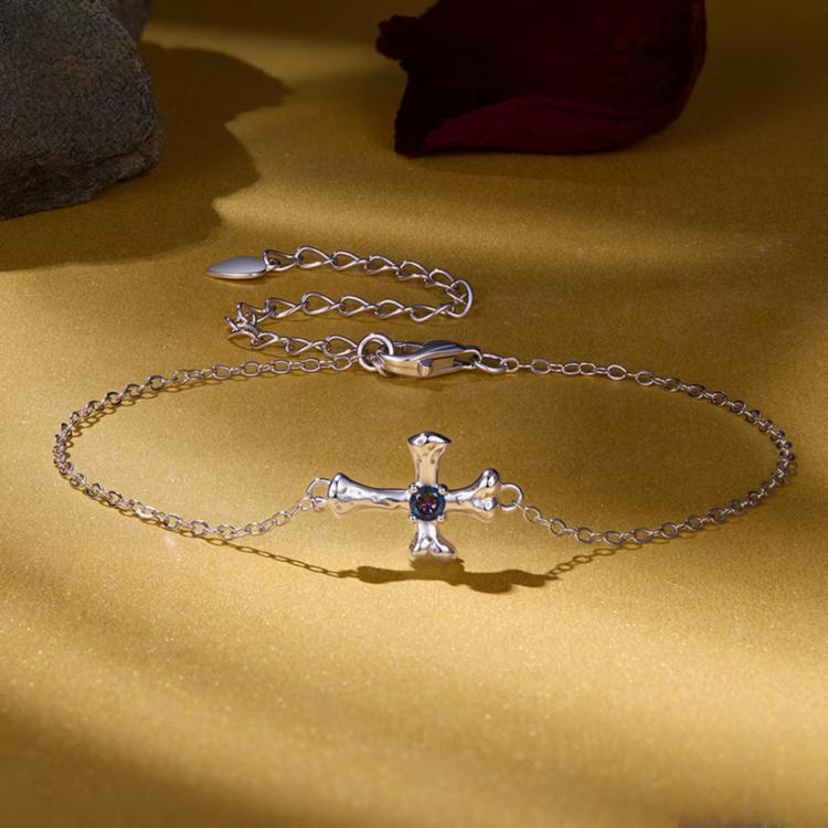 S925 Sterling Silver Cross Guardian Bracelet, SCB323