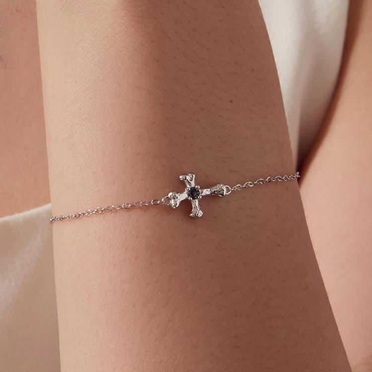 S925 Sterling Silver Cross Guardian Bracelet, SCB323