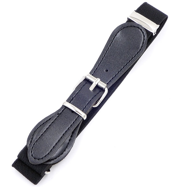 Kids dark blue adjustable elastic belt with square pin buckle and faux leather strap