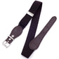 Kids purple adjustable elastic belt with square pin buckle and stitched leather tab