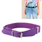 Kids purple adjustable elastic belt with square pin buckle and faux leather strap