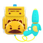 Kids backpack water gun with tiger cartoon design and connected teal spray nozzle