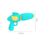 Teal animal water gun toy with yellow paw emblem and top nozzle, side view