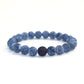 Couples lava bead bracelet set with black and blue crackle beaded strands