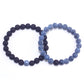 Set of two beaded bracelets: matte black and blue crackle round beads
