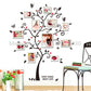 Photo tree wall sticker with black branches, heart accents, and red photo picture frames