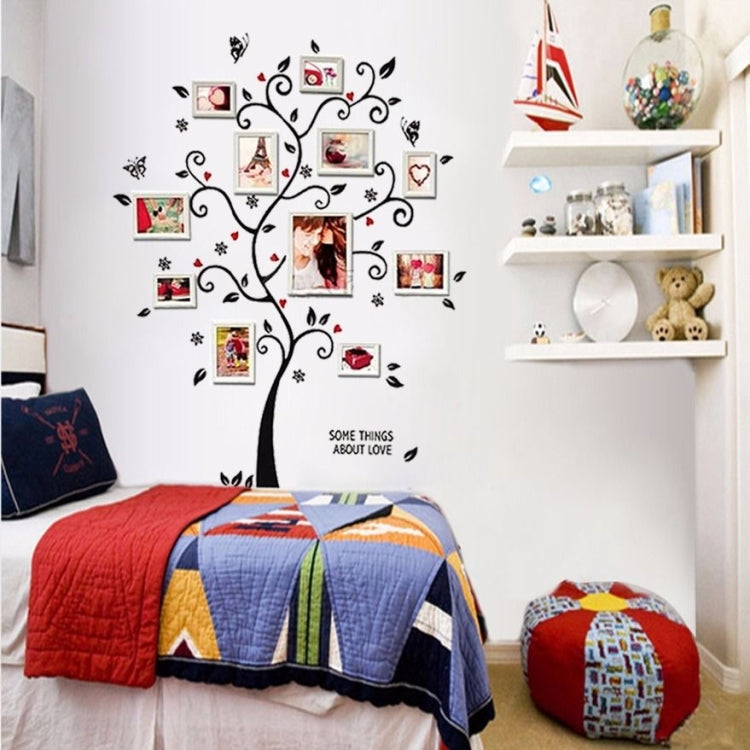 Photo tree wall sticker set with swirling branches and many photo frames for wall display
