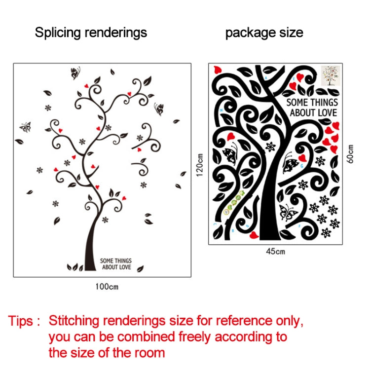 Photo tree wall sticker size chart: 100cm x 120cm; package 45cm x 60cm