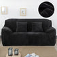 Plush sofa cover in black, thick elastic slipcover with cushion covers and arm wraps