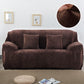 Plush sofa cover in dark brown, thick elastic slipcover with cushion covers and arms