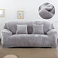 Plush sofa cover in light gray, thick elastic slipcover with cushion covers and arms