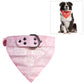 Pink printed dog bandana collar with white paisley pattern and metal buckle