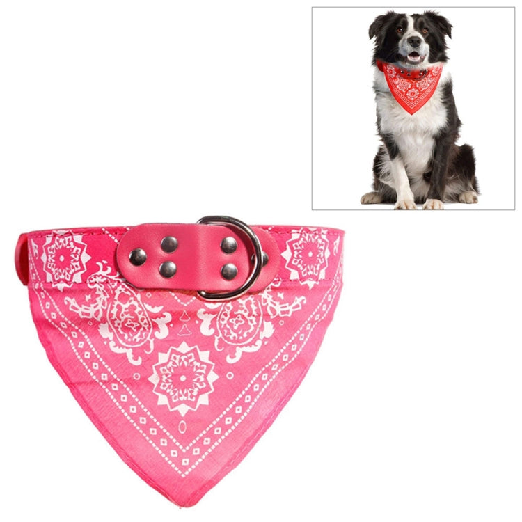 Adjustable dog bandana scarf with pink bandana print and metal buckle strap