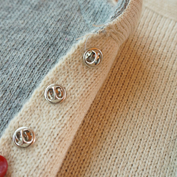 Pearl stud collar pins on knit fabric with three silver-toned studs