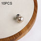 White pearl stud collar button pin with silver-toned backing