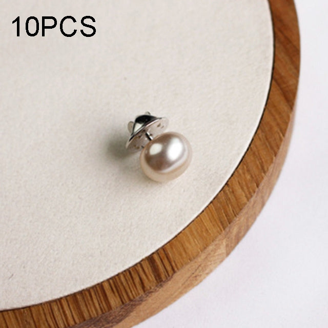 White pearl stud collar button pin with silver-toned backing