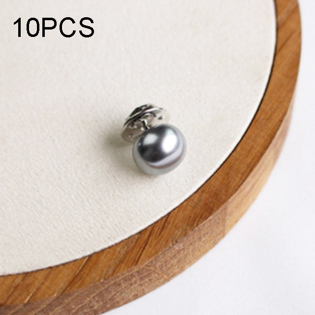 Silver-gray pearl stud collar button pin with metal backing