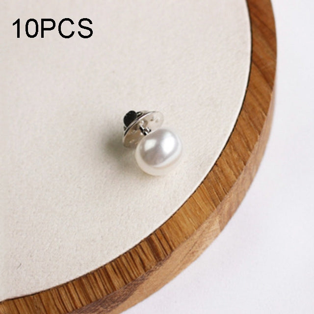 White pearl stud collar pin with dark backing and metal stem