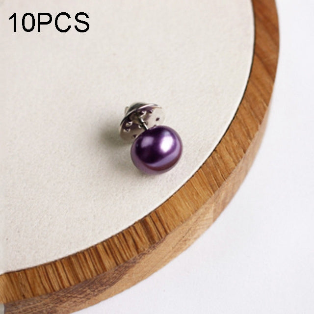 Purple faux-pearl collar pin with metal clasp, single stud style for scarf or DIY
