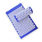 Blue acupuncture massage pad and pillow with white acupressure spikes