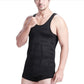 Men's black slimming compression tank vest, sleeveless with midsection support panels