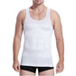 White sleeveless shaper vest with compression grid panels and waist support