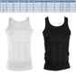 Men's compression tank vest in white and black, sleeveless with shaping panels