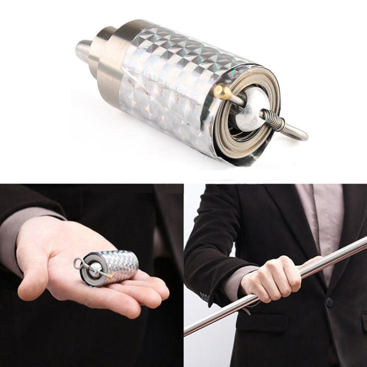 Metal elastic magic prop stick with silver elastic cord and spring-loaded end