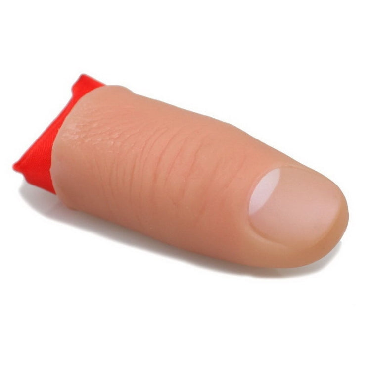 Rubber thumb finger tip with peach sleeve and red cuff