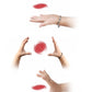 Magic trick prop with a red spinning disc while hands gesture around it