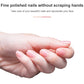 Manicured hands with glossy nude-pink nails