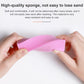 Pink nail sanding block foam rectangle, held by both hands