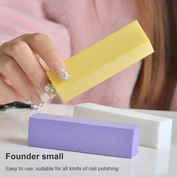 Nail sanding blocks set: yellow, purple, and white foam rectangles stacked