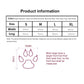 Pet sock size guide with paw outline diagram for fitting length and width