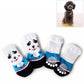 Set of pet knitted anti-slip socks in white and blue with dalmatian dog face artwork