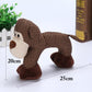 Plush brown dog chew toy with cream muzzle, stitched rope-texture, and floppy tail