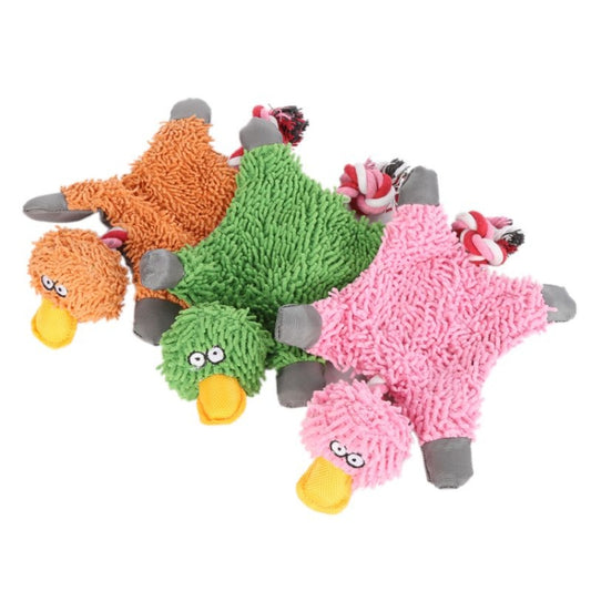B14302 Cute Papa Duck Plush Dog Toy With Rope