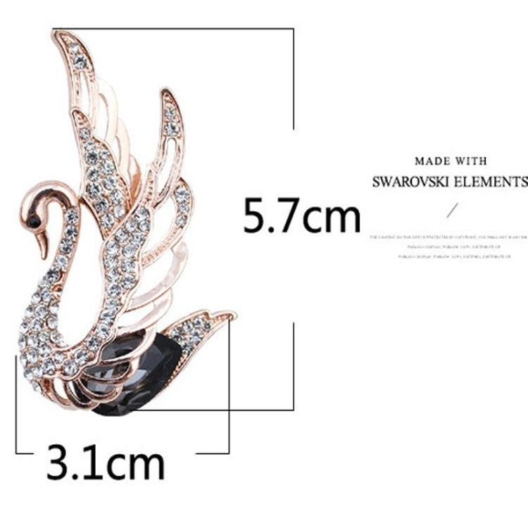 Swan crystal brooch with rose-gold tone setting and clear rhinestone accents
