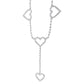 Rhinestone heart waist chain belt with three heart charms and a long dangling heart