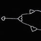 Rhinestone heart waist chain belt with curved row of heart charms