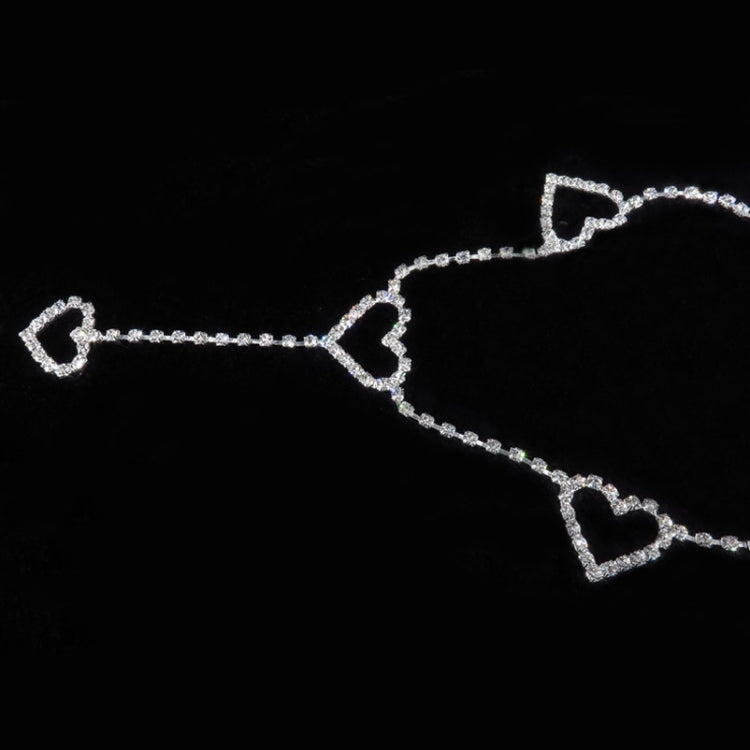 Rhinestone heart waist chain belt with curved row of heart charms