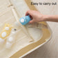 Blue hippo travel lotion bottle placed in a mesh zip travel bag