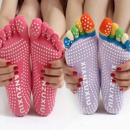 Five-toe Non-slip Yoga Socks for Women, One Size, Random Color Delivery, Straight A Pair, With Heel A Pair, Straight Three Pairs, With Heel Three Pairs, Straight Six Pairs, With Heel Six Pairs