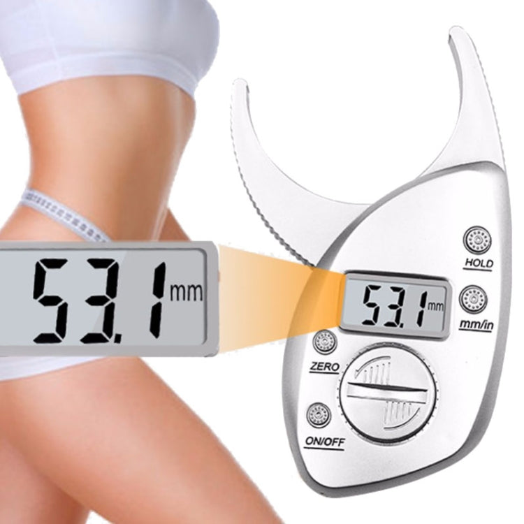 Digital fat measurement caliper with LCD display and measuring arms
