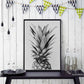 Framed monochrome pineapple wall art print, single-panel design