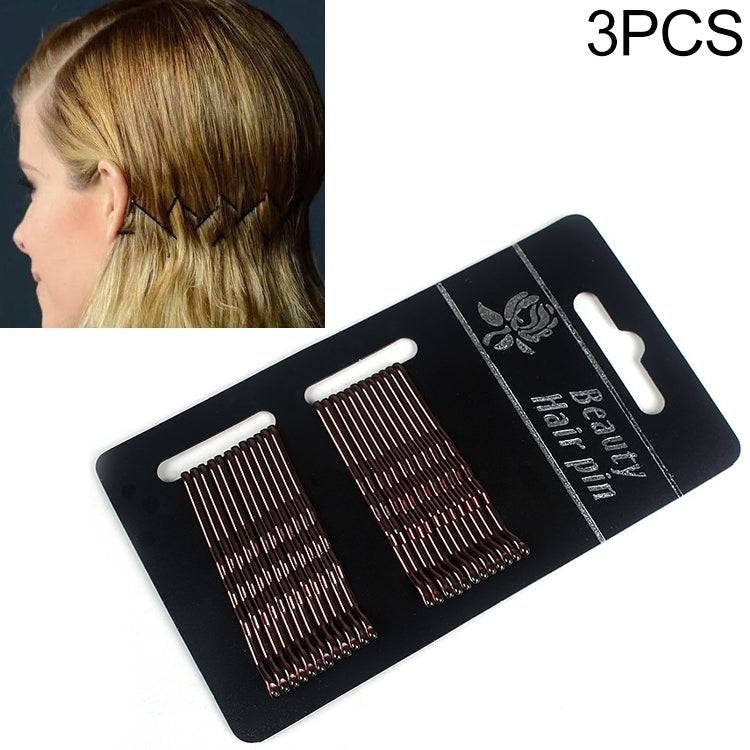 3-piece hair clip set with silver and rose-gold comb teeth on display card