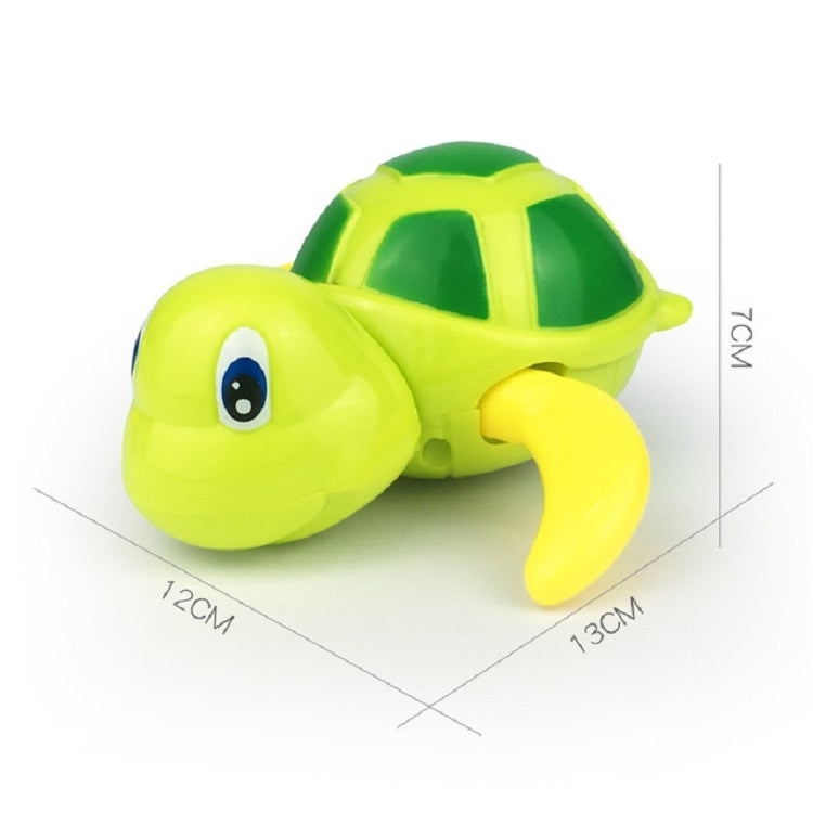 Green turtle bath water toy with yellow head and shell