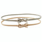 Set of thin elastic belts: one gold, one silver, each with bow-knot buckle
